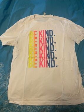 ‘Be Kind' Short Sleeve Tee - White with Yellow, Pink & Blue